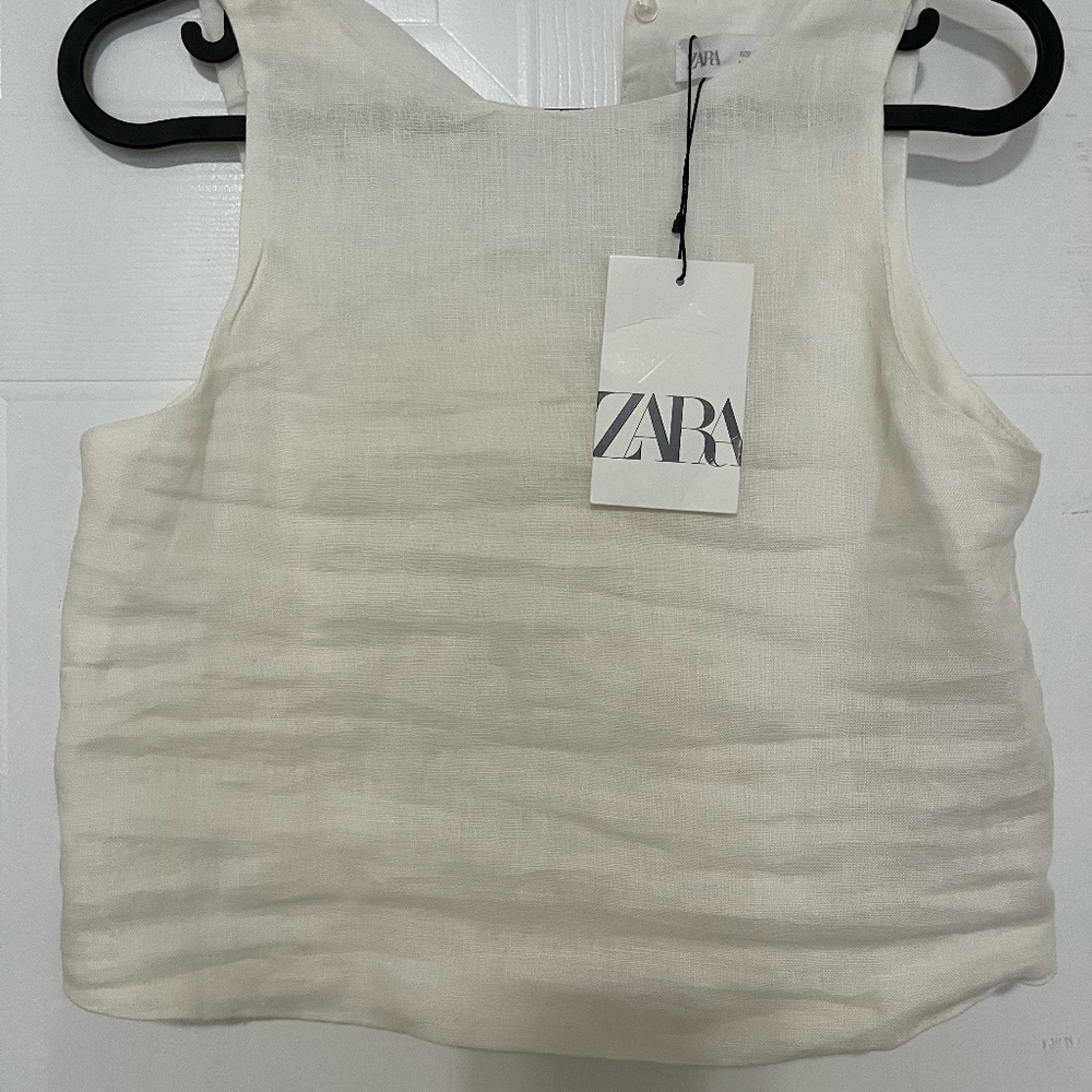 ZARA NEW WITH TAGS LINEN CROP TOP